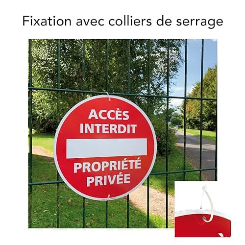 Panneau Propriété Privée Défense D'Entrer Aluminium 2 Mm - Diam. 250 Mm Signalisation Prépercée Avec Kit De Fixation Fabrication Française