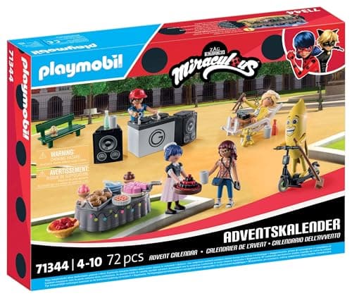 Playmobil 71344 Calendrier de l'Avent Miraculous Ladybug: Pique-Nique à Paris - Comprend Cinq Personnages et 24 Surprises excitantes - Dès 4 Ans