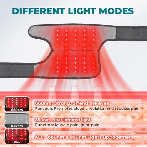 Genouillère Chauffante Sans Fil Avec Lumière Rouge, 660nm Lumière Rouge & 850nm Lumière Infrarouge Proche, Coussin Chauffant Avec Commande Tactile, Coussin Chauffant Portable Pour Genou Épaule Coude