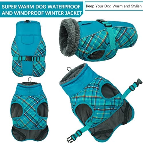 Manteau d'hiver pour Chien, Veste ImperméAble pour Chien, Veste d'hiver Chaude avec Doublure en Polaire, Manteau RéFlecteur Ajustable Et Confortable avec Trou pour Harnais pour Petits Et Moyens Chien