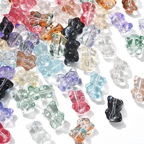 Stiesy Lot de 100 perles colorées en verre transparent pour la fabrication de bijoux, les loisirs créatifs, les bracelets