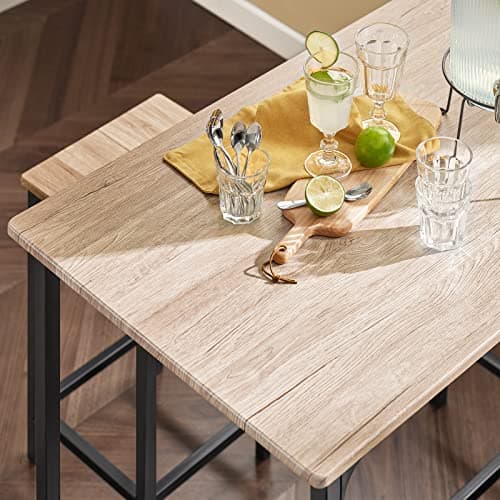 SoBuy OGT11-N Set de 1 Table + 4 Tabourets Ensemble Table de Bar Bistrot + 4 Tabourets avec Repose-Pieds Table Haute Cuisine