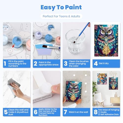 GHHKUD Peinture par Numéros pour Adulte, DIY Peinture Acrylique pour Adultes Enfants débutants Facile sur Toile 30×40 cm avec peintures et pinceaux, avec châssis en bois à monter, Animaux