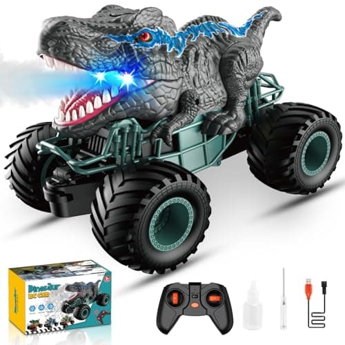 HappyGoLucky Voiture Telecommandé Enfant, Voiture Télécommandée Tout Terrain Dinosaure Jouet Garcon 3 4 5 6 7 8 Ans Jouet Enfant 3-12 Ans Garçon Monster Truck Enfant - Cadeau de Garcon Fille
