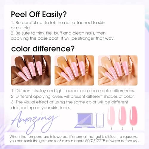 ROSALIND Gel pour Extension d’ongle 10ml, 12 Couleurs UV LED Rapide Construction Ongle Gel, Poly Ongle Gel pour les Débutant, Professionnel et Salon de Manucure, Gel Nail Art Set