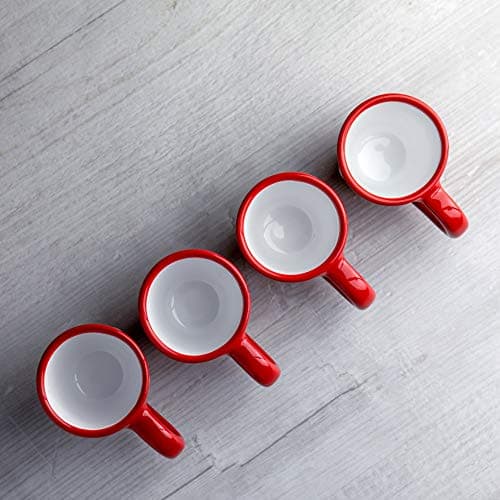 City to Cottage | Ensemble de 4 Tasses à Expresso | rouge à pois blancs en céramique faite et peinte à la main | 60ml