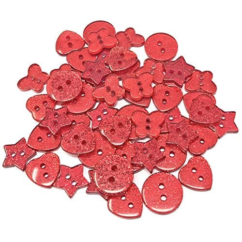 Special Touches Lot de 50 boutons en résine Rouge pailleté 13 mm