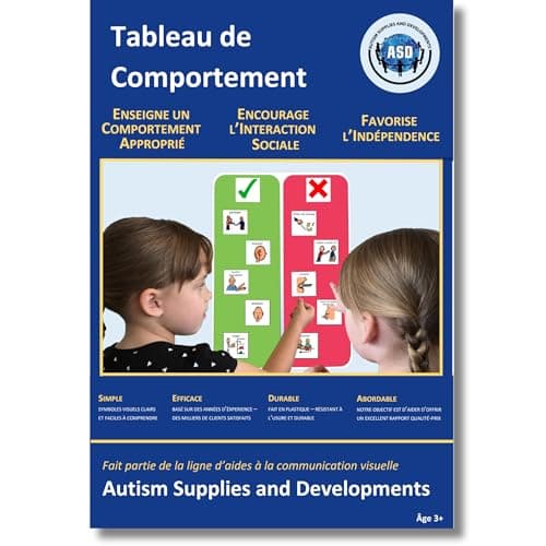 Tableau Visuel Comportement A3 Autisme - Support Visuel Rappelle Attentes Comportementales Enfants –Pictogrammes Autisme –Outil Maternelle/TSA/TDAH