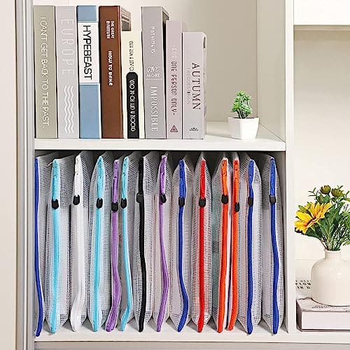 ASelected 36PCS Pochette Zippée A5, 12 Couleurs Pochette Plastique Zippée, A5 Pochette Zip à Fermeture Éclair PVC Mesh de Rangement Fichiers Pour Stockage Document Recettes D'Entreprises Organisation