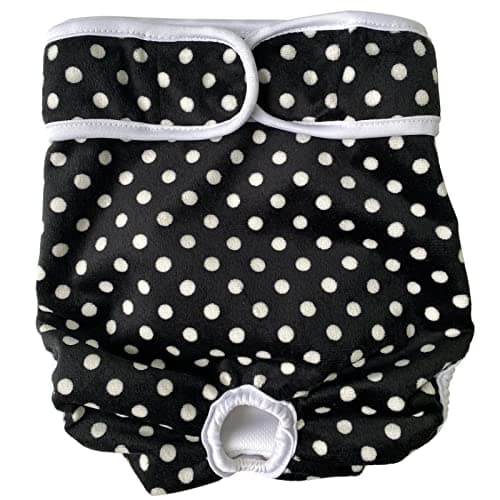 LeerKing Couche pour Chien Femelle Lavable Lot de 2 Réutilisables Culottes Hygiéniques Très Absorbantes Incontinence Périodes Physiologiques Léopard et Pois S