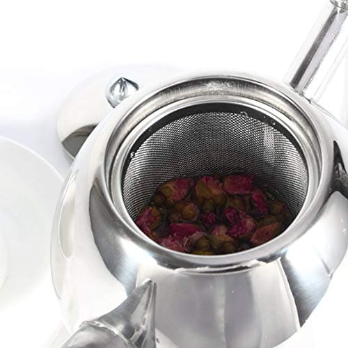 Yunxwd Théière en acier inoxydable, 1L Durable Théière En Acier Inoxydable Grande Capacité Épaissie Fond Plat Café Thé Récipient D'eau avec Filtre