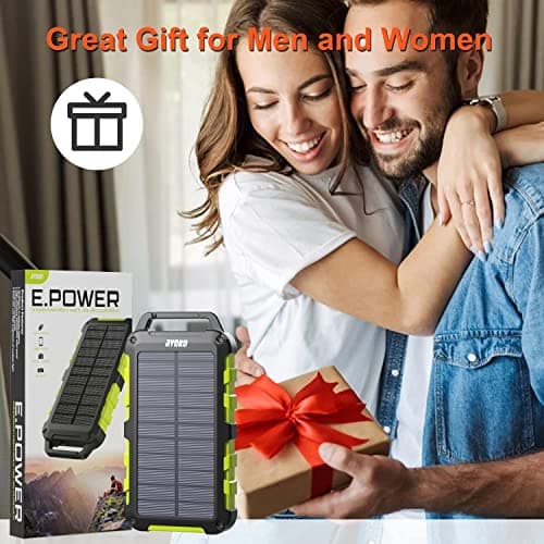 Chargeur Solaire 26800mAh Batterie Externe Solaire Portable Batterie avec 2 Ports USB et Une Entrée USB-C Charge Rapide Batterie Externe Imperméable pour Téléphone Ordinateur Camping Power Bank