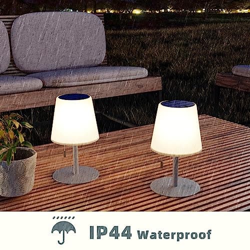 Postlucky Lampe de Table Solaire Exterieur Lampe de Table LED Sans Fil 3 Couleur Dimmable Rechargeable Lampe de Table IP44 étanche pour Exterieure Jardin Terrasse Intérieure - Gris
