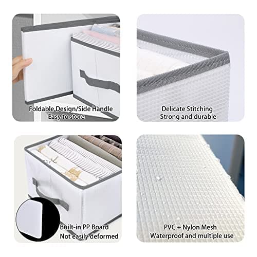 sprecenk Boîte de Rangement Vetement, 12 Grilles Armoire Organisateur de Vêtements, 2PCS Organisateur de Tiroir Pliable pour T-shirts, Shorts, Jupes, Gris