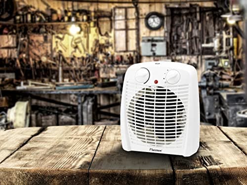 Bestron Radiateur soufflant salle de bain avec 2 niveaux de puissance, y compris sécurité anti-renversement & protection contre la surchauffe, pour des pièces jusqu'à 20m2, Blanc