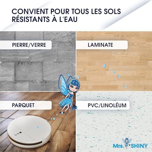 Mrs. SHINY - Détergent pour produit aspirateur laveur avec parfum de fraîcheur - produit nettoyant aspirateur laveur - nettoyant pour sol pour robot de nettoyage - pour tous les aspirateurs - 750 ml