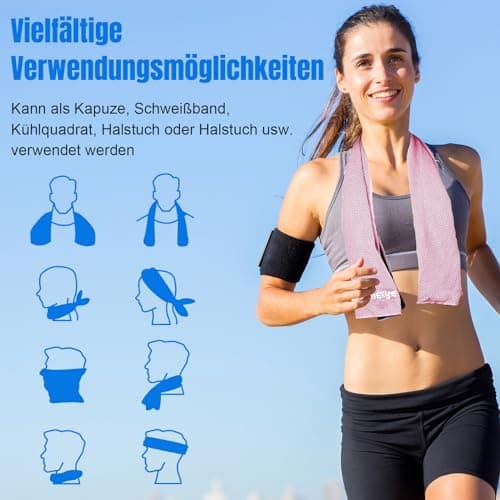 Bouiexye Lot de 2 serviettes rafraîchissantes 100 x 30 cm - Rose - En microfibre - Pour le sport, le fitness, le yoga, les voyages, la course
