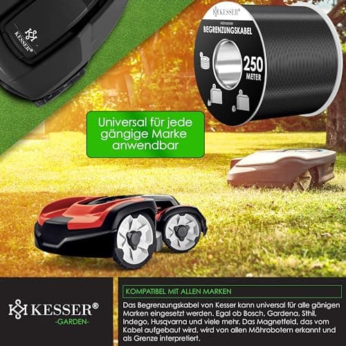 KESSER® Câble de délimitation de 250 m + 12 connecteurs de câble pour Robot Tondeuse à Gazon, kit d'accessoires Universel pour câble de Recherche Compatible avec Gardena, Bosch, Worx, Einhell, Honda,