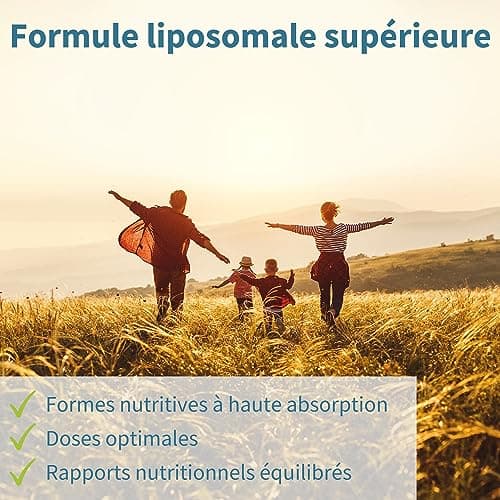 Vitamine C Liposomale 1000 mg Liquide avec Zinc, Cuivre et Sélénium - Système Immunitaire & Réduction de la Fatigue - Goût d'agrumes et vanille, Adultes et Enfants, 30 – 90 portions