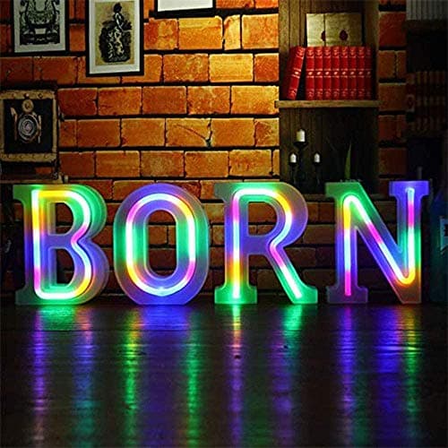 Enseignes Lumineuses Veilleuse au Néon, Light Up LED Letters Lights Light Up Marquee Lettres Lumières Lettres Enseignes au Néon Batterie USB (N)