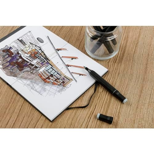 Clairefontaine 975341C Carnet Layout Double-Face Ouverture à Plat - 25 Feuilles Papier Dessin Blanc Extra Lisse 11x22 cm 220g - Idéal pour le Dessin au Feutre à Alcool, Encre de Chine et Line Art