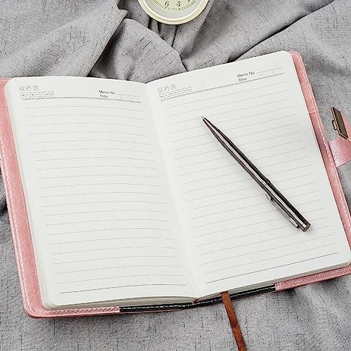 WEMATE Journal Intime Code, A5 Journal en Cuir PU avec 240 Pages, Vintage Diary Avec Serrure,Journal Intime Garçon Fille,Convient aux élèves de Bureau et D'école,8.6 x 5.8 Pouces,Or Rose