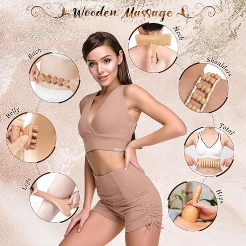 Yofuly Lot de 8 rouleaux de massage professionnels pour thérapie en bois, pour sculpter le corps, drainage lymphatique, soulagement des douleurs musculaires, anti-cellulite