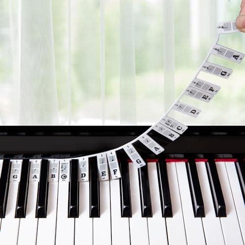 Guide Des Notes De Piano Pour l'apprentissage Des Débutants, étiquettes Amovibles de Notes De Piano Pour Toutes Les Touches 88/61 Pas Besoin D'autocollants Réutilisables En Silicone (Noir)