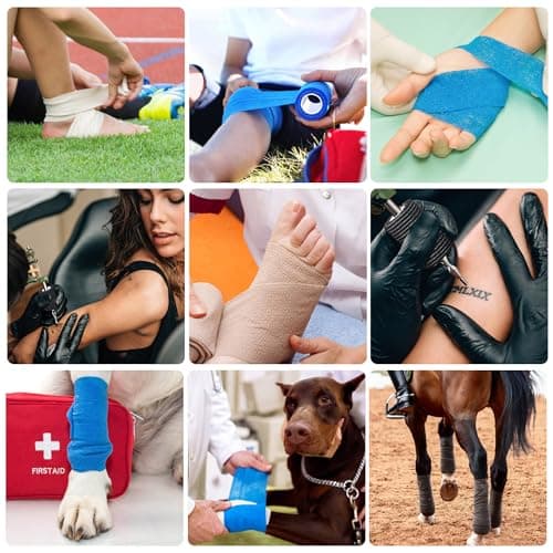 SUPERBE Bande Cohesive Bandage Autoadhésif Elastique 7.5cm x 450cm, Bandage Medical pour Premiers Secours Sports, 12 Rouleaux (Beige)