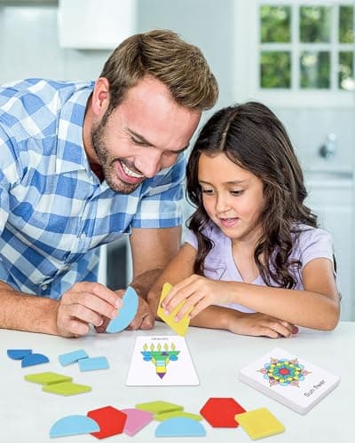 Puzzle en Bois-Tangram 210PCS,Jouets éducatifs Classiques-Jouets Montessori,Bois Scie Sauteuse Éducatif Géométrique Jeu,30 Pcs Cartes de Conception et Sac de Rangement pour Enfants