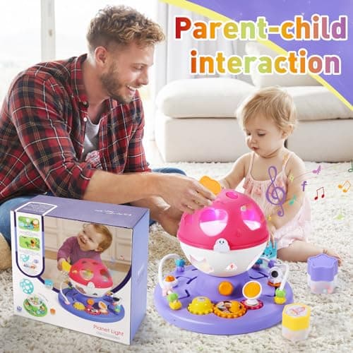 Jouet Bebe 1 2 an Fille, Montessori Sensoriel Jouets avec Musique/Lumière,Jouet Bebe 9 18 24 Mois,Jouet éducatif 1 2 3 Ans Garçon Fille Cadeau d'anniversaire de Noël