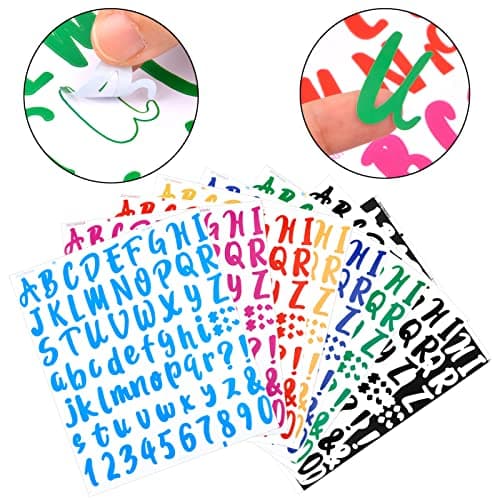 8 Feuilles Autocollants Lettres, Stickers Alphabet, Lettres et Chiffres Adhésives Stickers, Sticker Scrapbooking 8 Couleurs, Vinyle Stickers pour Boîte aux Lettres, Carte, Porte, Diy Décoration