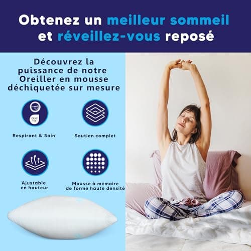 CloudÉtoile Oreiller Ergonomique Cervical 50x30 - Oreiller à Mémoire de Forme Déchiquetée Orthopédique pour la Nuque Réglable, Coussin Memory Foam Anti Douleur Anti Ronflement pour Dormir sur Le Côté