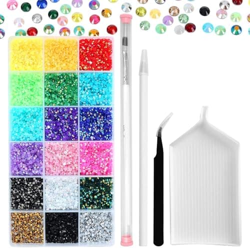 YHMQ DU 36 000 pièces de strass en gelée de 3 mm – Strass en résine de couleurs mélangées pour ongles, vêtements, chaussures, verres à boire, décoration, cadeaux, dos plat rond