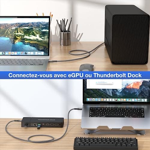 ULT-WIIQ USB4 240W/8K Câble USB C vers USB C Compatible avec Thunderbolt 4/3, Cable USB C vers USB C Charge Rapide & 40Gbps Transmission pour iPhone 15 Pro, Samsung, MacBook Pro, Sony, LG, Hub.(0,3M)