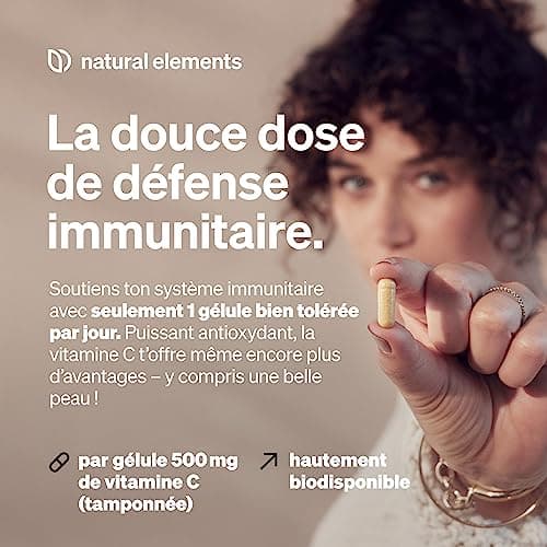 Vitamine C tamponnée 500 mg – 365 gélules véganes – produit doux pour l’estomac, pH-neutre, sans acide – issu de la fermentation de maïs sans OGM – fabriqué et contrôlé en laboratoire en Allemagne.