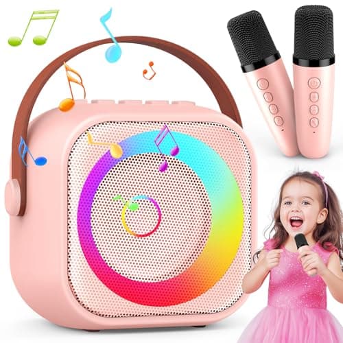 Micro Enfant, Jouet Fille 3-10 Ans Micro Karaoke Enfants avec 2 Micro sans Fil, Mini Microphone Karaoké Cadeau Fille 3-12 Ans Anniversaire - Cadeau de Noël pour Fille