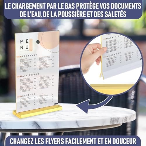 Luxueux cadres dorés en acrylique A6, lot de 6, expositions de photos impressionnantes, améliorez l'ambiance de l'événement avec des porte-numéros de table en or exquis, porte-affiche en or élégant