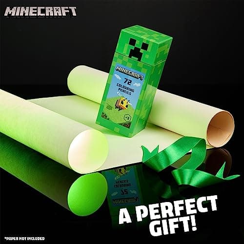 Minecraft Crayon de Couleurs Enfant Coloriage Enfant Coffret 72 Crayons de Couleur pour Coloriage, Idée Cadeau Enfant Garcon Fille Accessoire Officiel Couleurs Assorties