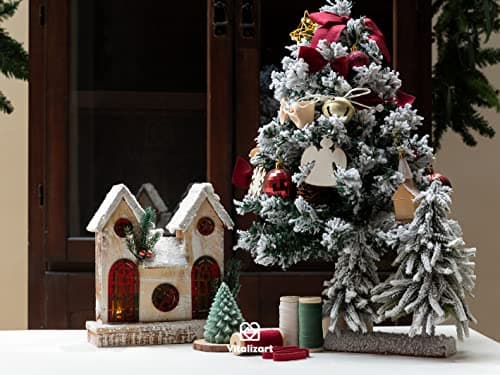 Vitalizart Ruban Velours Rouge & Vert & Blanc 0,95 cm x 4,57 m x 3 Rouleaux, Bobine en Bois, Ruban en Tissu pour la Décoration de Couronnes de Noël, l'Artisanat, les Ornements, l'Emballage de Cadeaux