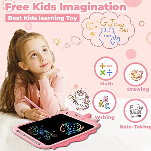 NOBES Ardoise Magique Licorne Jouet Enfant 2 3 4 5 6 Ans Fille, Tablette Dessin 10 Pouces, Tablette D'écriture, Cadeau d'anniversaire Noël Jouets Fille 3 4 5 6 Ans (Rose)