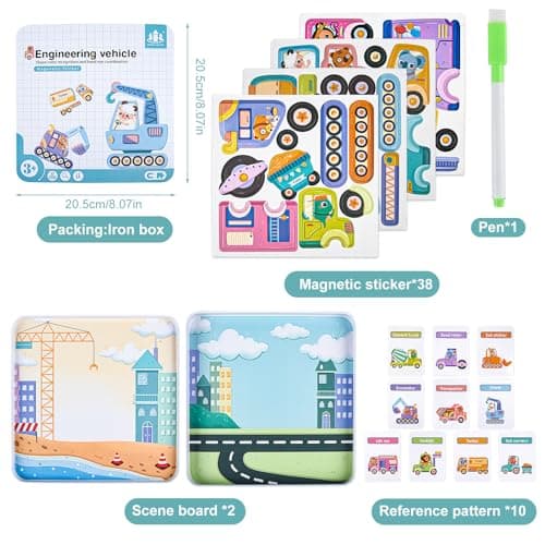 ASTARON Coffret de Jeu de Puzzles magnétiques pour Tout-Petits, Jeu éducatif de Voyage en Avion pour Les Enfants, avec 2 scènes et 38 Casse-tête magnétiques Cadeau d'anniversaire pour Les Enfants