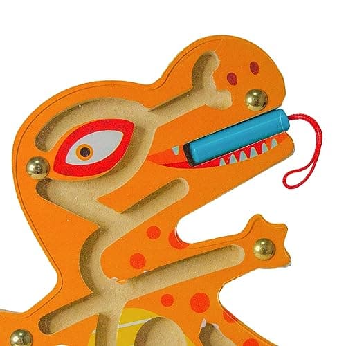 Andux Mini Animaux Jeu de Puzzle Magnétique Labyrinthe Jouet en Bois à Bord pour Enfants MGYX-01 (Tyrannosaurus Rex)