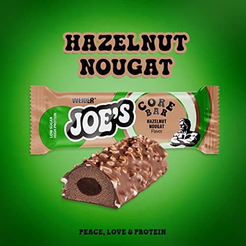 WEIDER Joe's Core Bar, délicieuse barre protéinée au cœur moelleux enrobé de chocolat blanc, barre protéinée avec plus de 31% de protéines, faible teneur en sucre, Goût Chocolat Blanc-Coco, 12 x 45 g