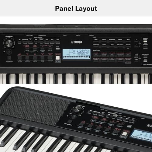 Yamaha PSR-E383 Clavier portable pour débutants, 650 voix d'instruments authentiques avec touches tactiles et une polyphonie de 48 notes