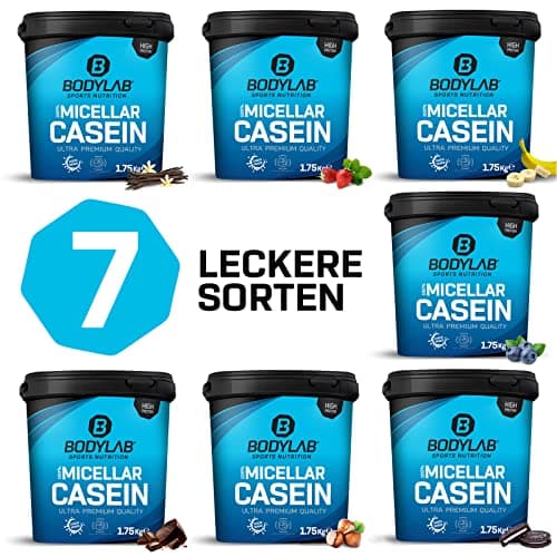 Bodylab24 Casein Micellar Fraise 1750g, 100% caséine pure, riche en acides aminés BCAA, longue sensation de satiété, favorise la construction musculaire, idéal pendant un régime protéiné