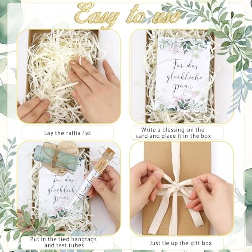 LPZMPZ Cadeaux de Mariage pour Couple de Mariés Argent Cadeau de Mariage Carte de Mariage Cadeau d'argent avec Carte de Vœux, Cœur en Bois, Ruban, Raphia, Tube à Essai, Emballage Cadeau