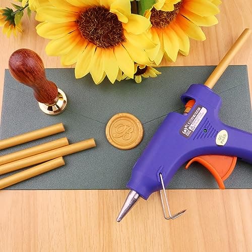 30 pièces 7mm bâtons de cire pour pistolet à colle,PORXFLY Mini bâtons de cire pour cartes, enveloppes, invitations de mariage, emballage de cadeaux, emballages de vin (Glod)