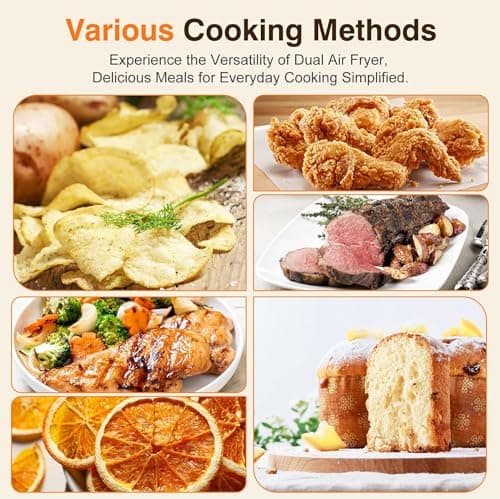 9L Dual Zone Air Fryer avec Fenêtre de Visualisation, Friteuse sans Huile avec 2 Tiroir, 9-in-1 Programmes de Cuisson, Écran Tactile, Fonction Rendez-vous, Faible en Grasses, Va au Lave-vaisselle