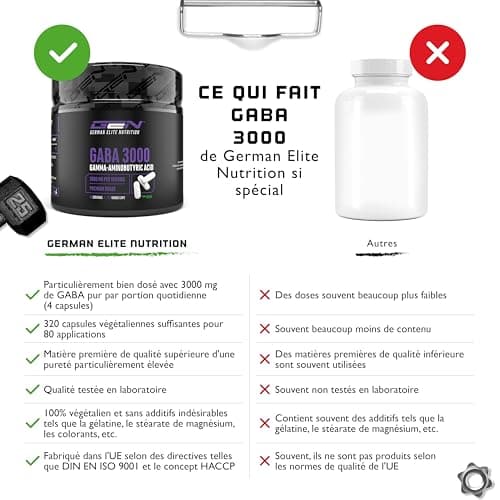 GABA 3000-320 gélules à 750 mg - Acide Gamma Aminobutyrique - Fortement dosé avec 3000 mg par portion journalière - Acide aminé de première qualité - Vegan